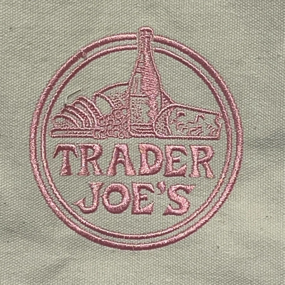 Trader Joe's Cream Lavender Purple LARGE Canvas Tote - Picture 2 of 5